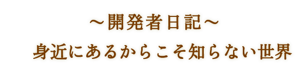 ～開発者日記～　身近にあるからこそ知らない世界