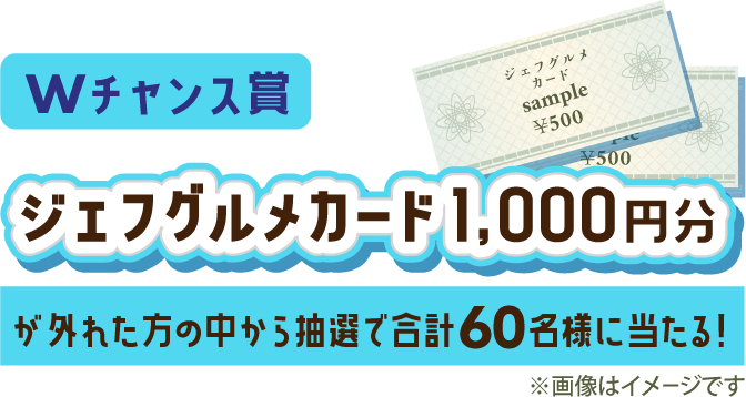 Wチャンス賞:JFグルメカード1,000円分